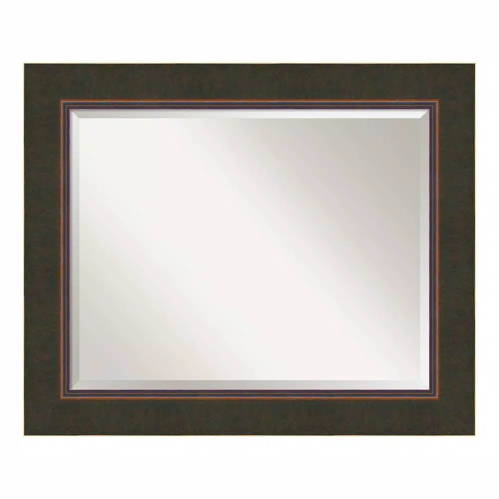 Amanti Art Milano 34.5 in. W x 28.5 in. H Framed Rectangular Bathroom Vanity Mirror, Dark Bronze