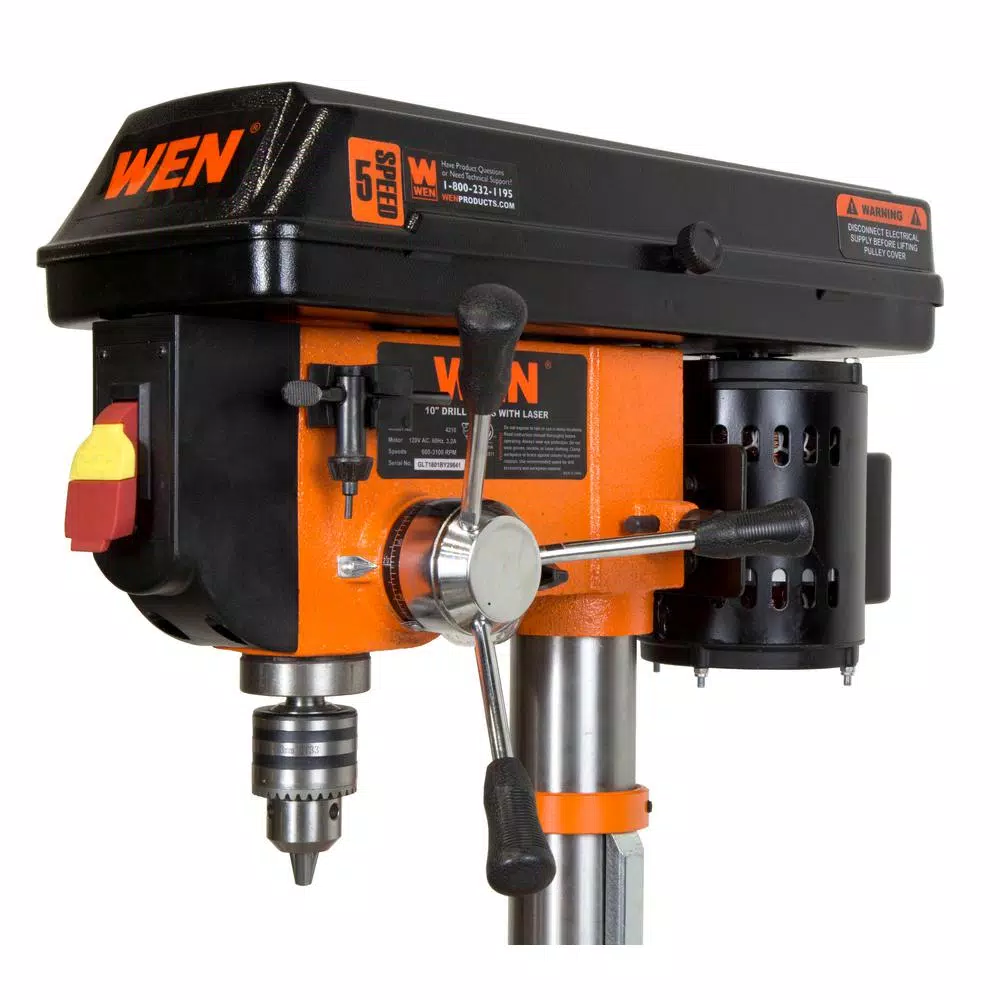 WEN 10 in. Drill Press with Laser Centering and 5-Speed Variable Control