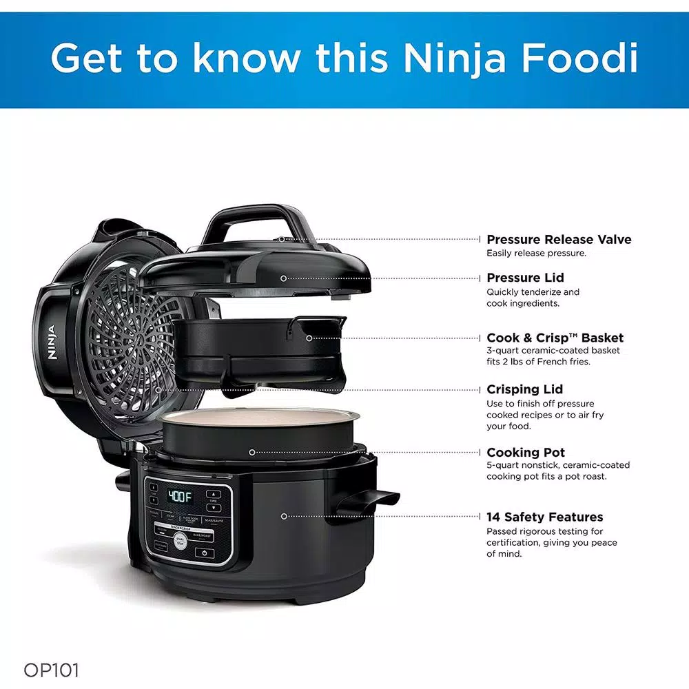 Ninja Foodi 5 qt. Compact Pressure Cooker and Air Fryer with Crisping Lid