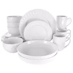 Elama Sienna White Porcelain 18-Piece Dinnerware Set, Service for 4 thumbnail 1