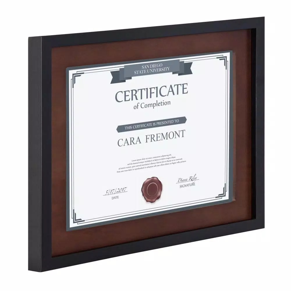 DesignOvation LeMans 8.5 x 11 in. Black and Walnut Brown Document Picture Frame Set, Set of 4
