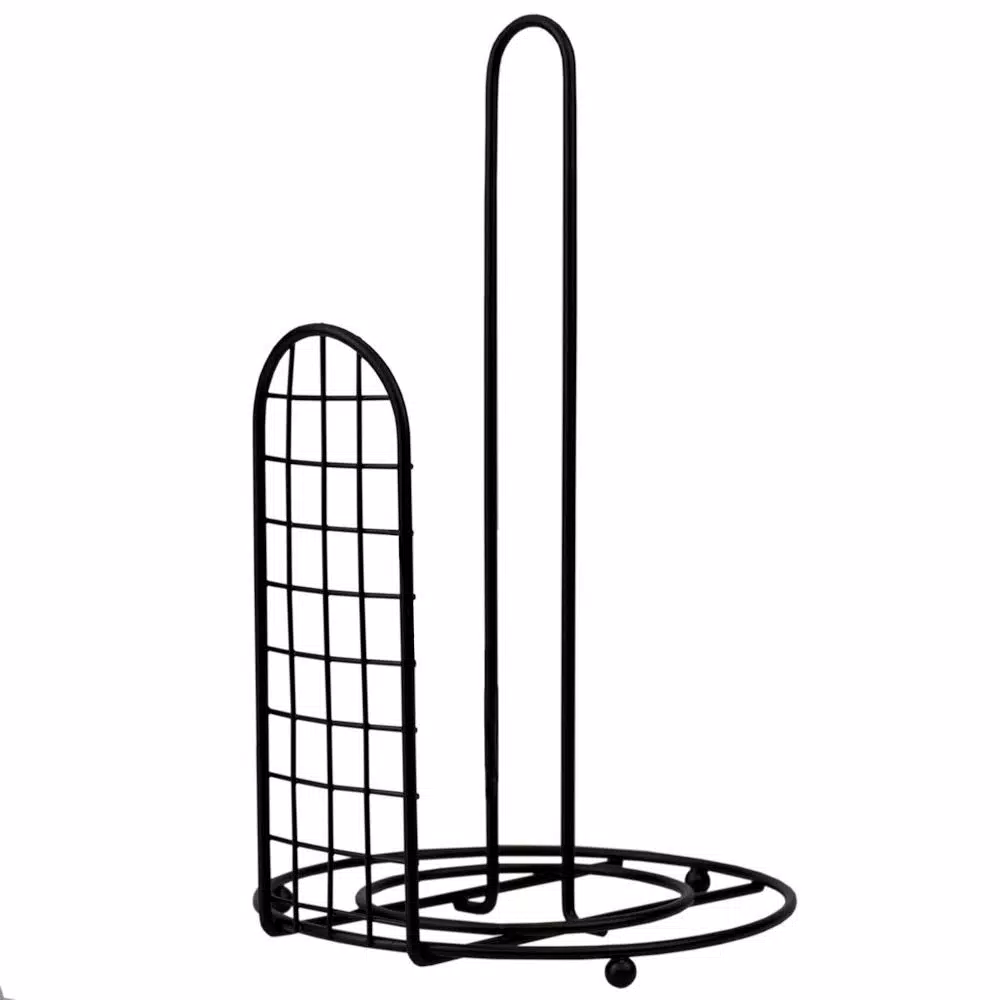 Unbranded Grid Collection Black Steel Free Standing Paper Towel Holder