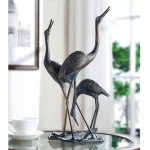 Unbranded Crane Family Statue - Bronze Recycled Metal Transitional Sculpture thumbnail 1