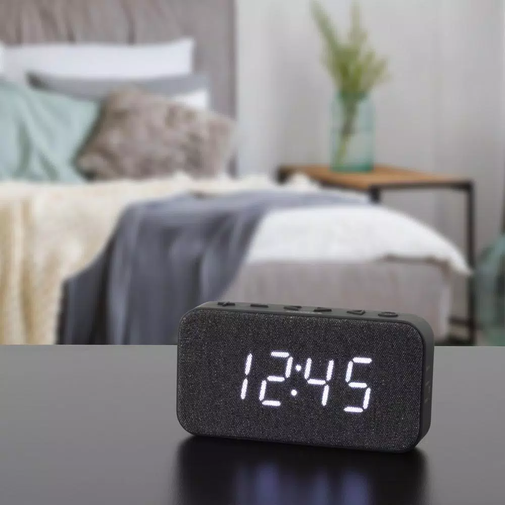 Jensen JCR-229 Digital FM Clock Radio with Dual Alarms and USB Charging Port, Black