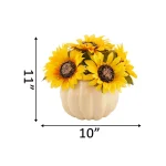Flora Bunda 10 in. Artificial Yellow Sunflowers in 7 in. Plastic Foam Pumpkin Arrangement thumbnail 2