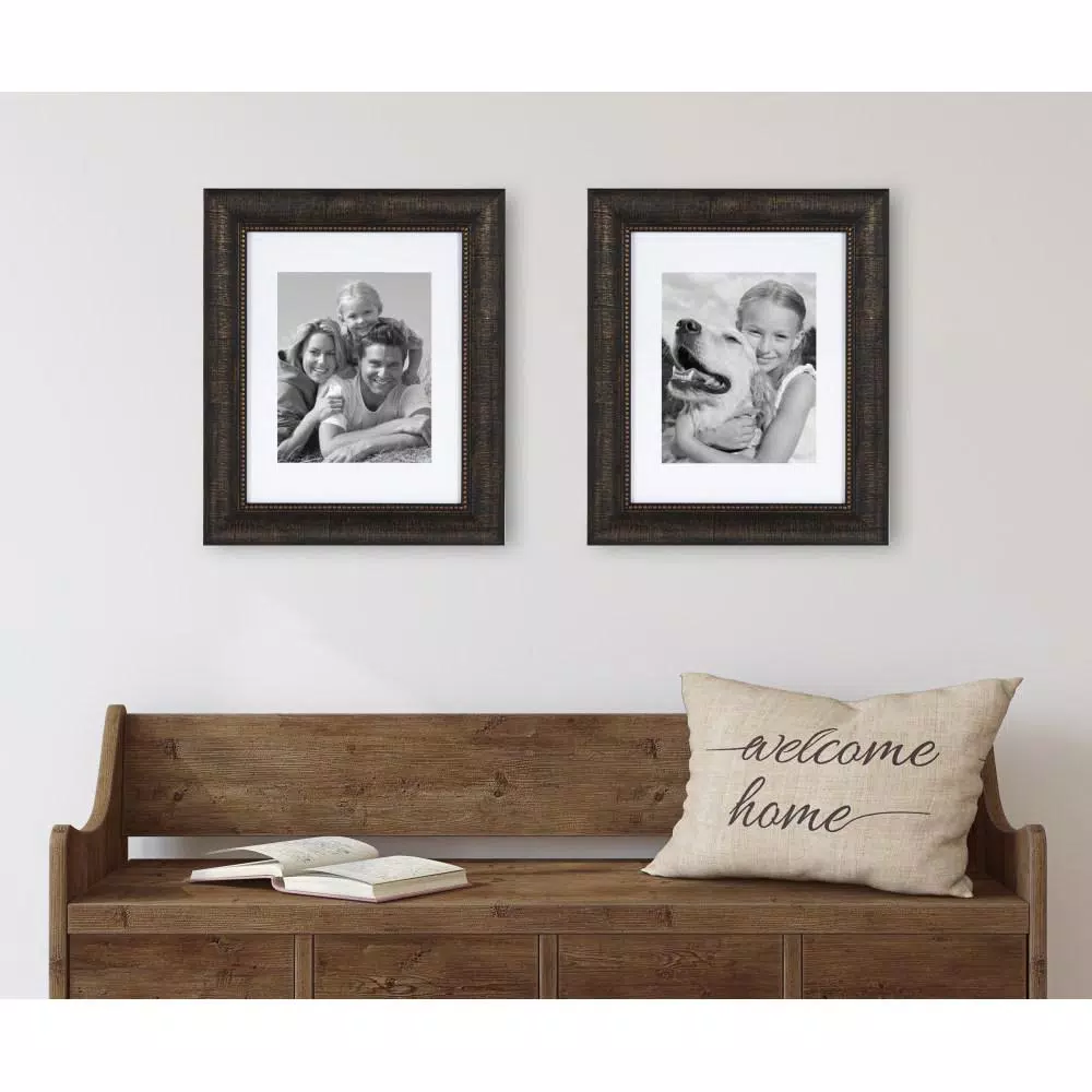 Kate and Laurel Aldridge 11 x 14 Bronze Picture Frame Set of 2 with 8 x 10 White Mat