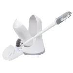 HDX Toilet Bowl Brush and Holder Set with Microban Antimicrobial Protection, White/Gray thumbnail 1