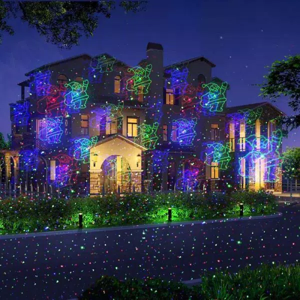 LEDMALL 3-in-1 RGB Outdoor Laser Projector, 18 Moving Patterns for Christmas, Halloween & Garden Decor