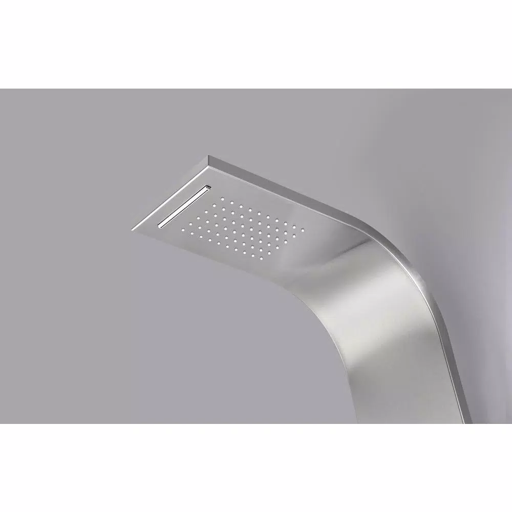 ANZZI Anchorage 60 in. 2-Jet Full Body Shower Panel System with Heavy Rain Head & Spray Wand, Brushed Steel