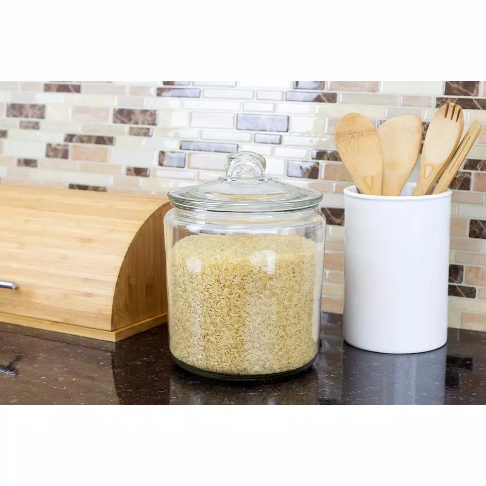 Unbranded Renaissance Collection Large Clear Glass Canister with Easy Grab Knob