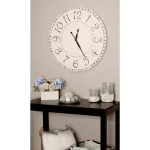 BrandtWorks 24 in. Oversized Antique White Farmhouse Wall Clock - Distressed Wood thumbnail 3