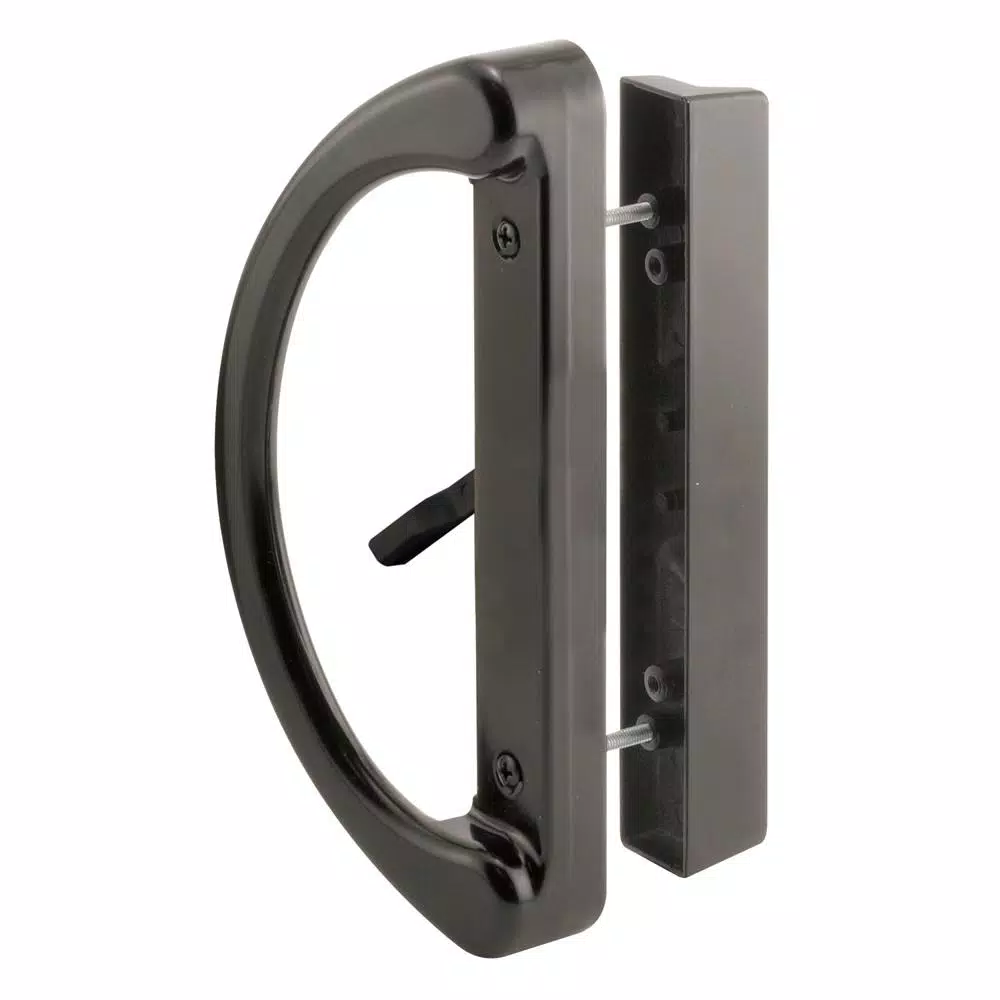 Prime-Line Black Diecast Sliding Glass Door Handle Set, 3-15/16 in. Mortise/Hook Style