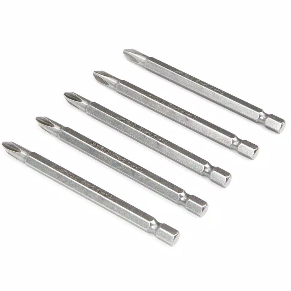 Stark 3.5 in. Phillips #2 Impact Drill Bits, Alloy Steel Magnetic Tip (5-Pack)