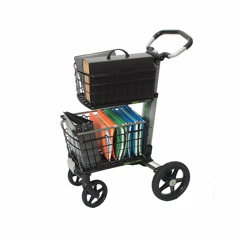 Unbranded Scout Folding Aluminum Cleaning Cart with Removable Baskets and Swivel Wheels