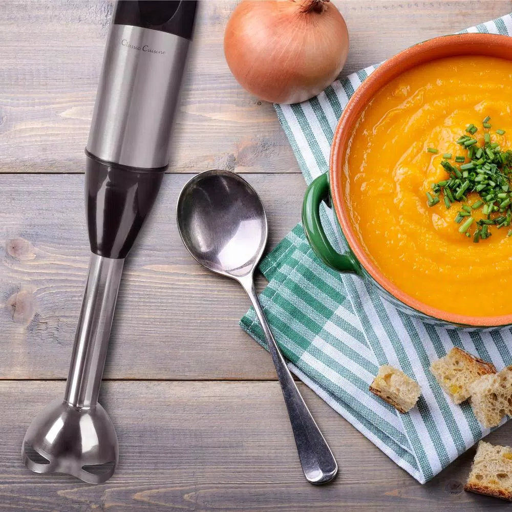 Classic Cuisine 4-in-1 Immersion Blender Set with Chopper and Whisk, 6-Speed, 400W, Black