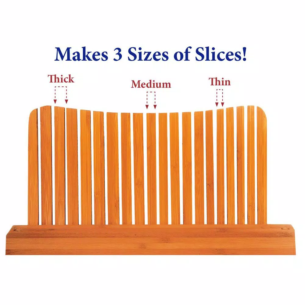 Unbranded DB-Tech Bamboo Wood Compact Foldable Bread Slicer - Adjustable Thickness