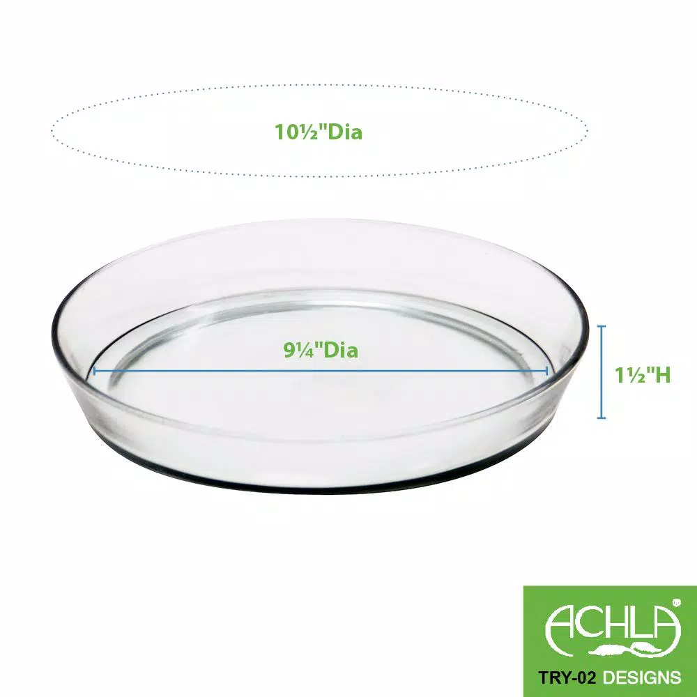 Achla Designs 10.5 in. Round Clear Glass Tray for Gardening and Serving
