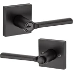 Kwikset Lisbon Signature Series Square Exterior Entry Door Lever, Iron Black, SmartKey Security thumbnail 5