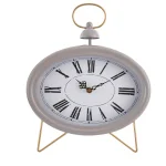 Winsome House Gray Oval Decorative Table Clock - Shabby Chic Analog Desk Clock with Roman Numerals thumbnail 2