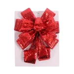 Santaland Sparkle Burlap Christmas Tree Topper Bow, 31 in. x 11 in. thumbnail 1