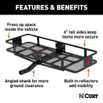 CURT Steel Basket Style Hitch Cargo Carrier, 500 lb. Capacity, 2 in. Receiver thumbnail 2