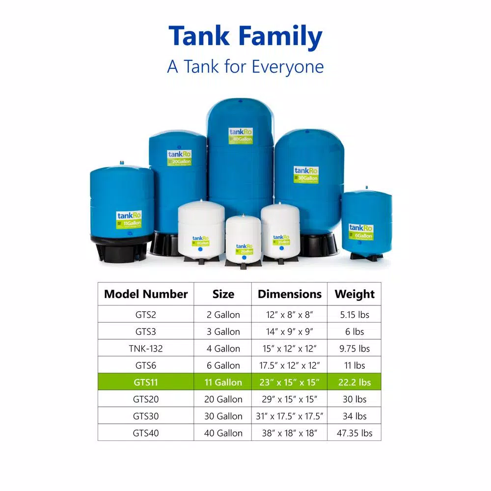 Express Water 11 Gallon Reverse Osmosis Storage Pressure Tank - 8 Gallon Capacity RO Water Filtration Expansion Tank