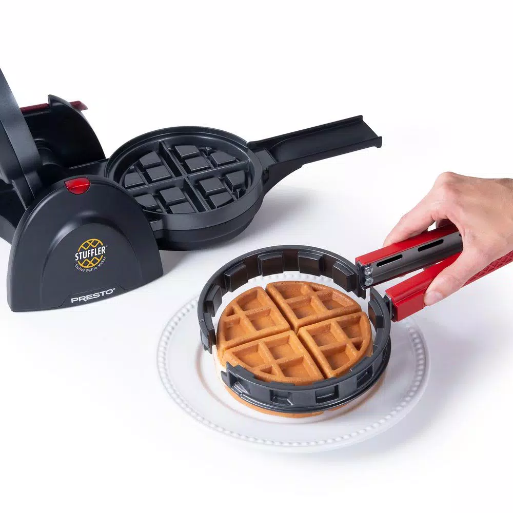 Presto Stuffler 900W Belgian Stuffed Waffle Maker, 5-inch Nonstick Black Waffle Iron