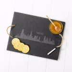 Cathy's Concepts Chicago Skyline Black Slate Serving Tray with Hemp Handles thumbnail 4