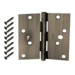 Everbilt 4 in. Antique Brass Square Corner Security Door Hinges, 3-Pack thumbnail 1