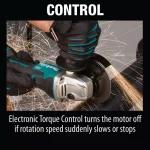 Makita 18V LXT Brushless 4-1/2" to 5" Angle Grinder with Electric Brake & Bonus 5.0 Ah Battery thumbnail 10