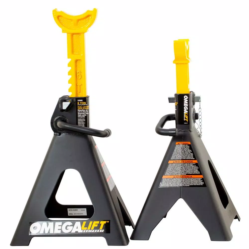 Omega Lift 32068 6-Ton Double Locking Pin Jack Stands - Pair