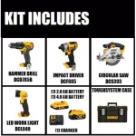 DEWALT 20V MAX Lithium-Ion Cordless 4-Tool Combo Kit with TOUGHSYSTEM Case, 2Ah & 4Ah Batteries thumbnail 2