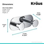 KRAUS Elie Double Robe and Towel Hook, Solid Brass, Chrome thumbnail 2