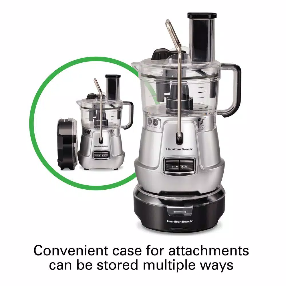 Hamilton Beach Stack & Snap 8-Cup 3-Speed Food Processor with Built-in Scraper, Silver