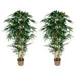 Vintage Home 72 in. Artificial Bamboo Tree with Wicker Planter Set of 2 thumbnail 4
