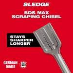 Milwaukee 2 in. x 12 in. SDS-Max SLEDGE Scraping Chisel thumbnail 4