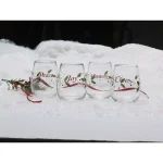 Pfaltzgraff Winterberry 20 oz. Stemless Wine Glasses, Set of 4 with Holiday Sentiments thumbnail 2