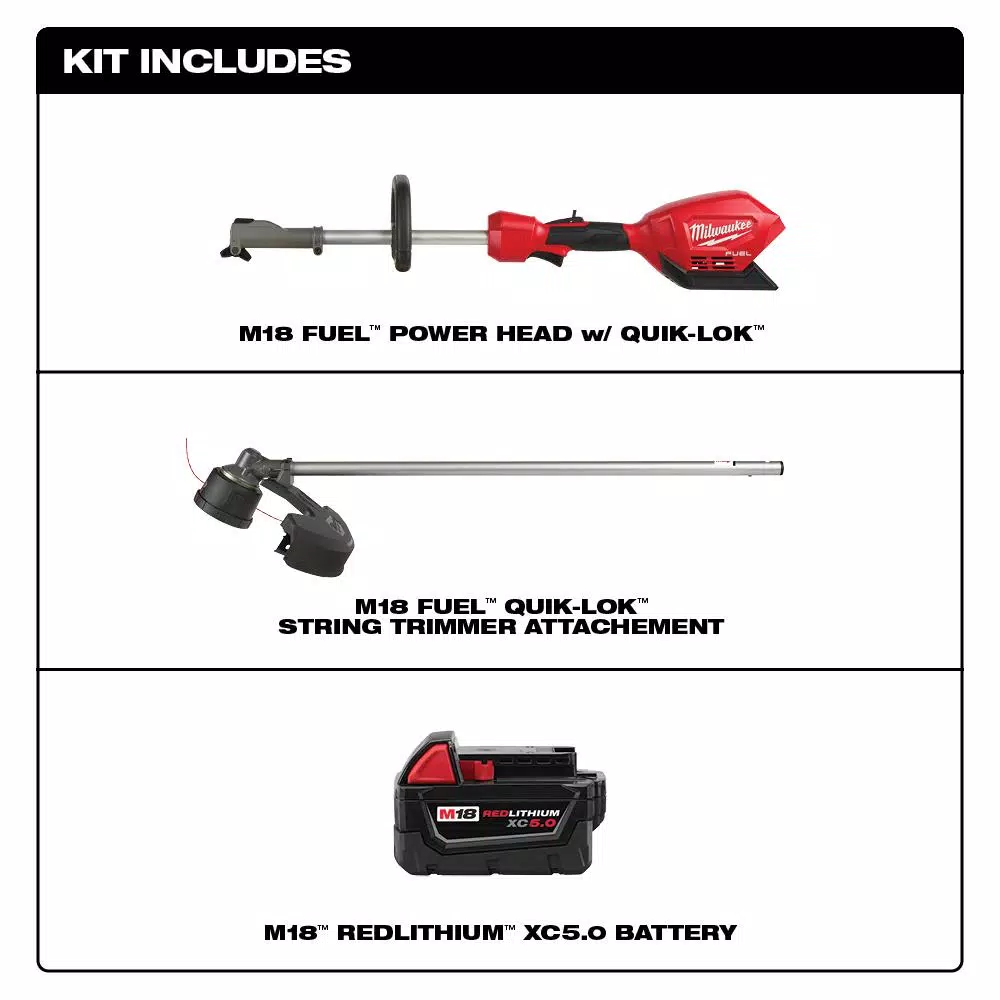 Milwaukee M18 FUEL 18V Cordless Brushless String Trimmer w/ QUIK-LOK & 5.0 Ah Battery