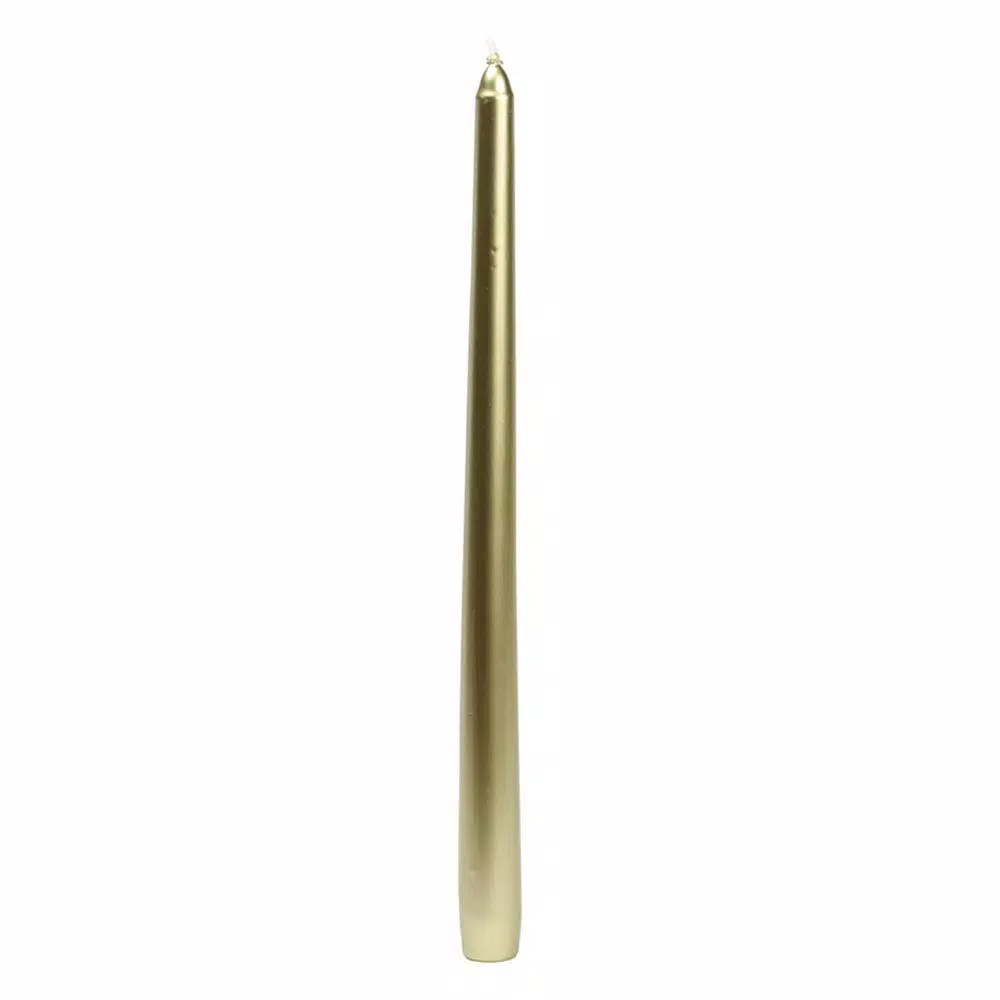 Zest Candle 12-Pack Metallic Gold Taper Candles, 12 in. Height