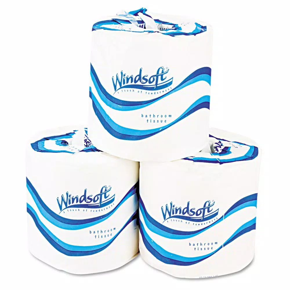 Windsoft Premium 2-Ply White Bath Tissue, 500 Sheets Per Roll, 96 Rolls per Carton