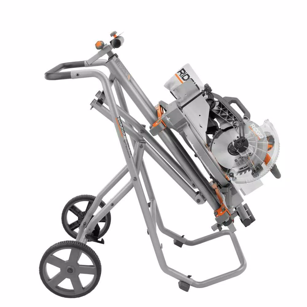 RIDGID Universal Mobile Miter Saw Stand with Mounting Braces and Large Wheels