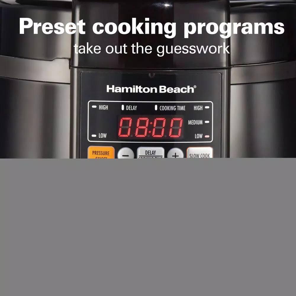 Hamilton Beach 6 Qt. Multi-Function Electric Pressure Cooker, Slow Cooker, Rice Cooker & Steamer - Black