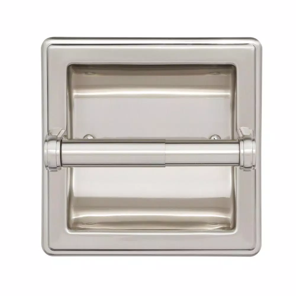 Franklin Brass Jamestown Recessed Toilet Paper Holder with Beveled Edges, Brushed Nickel