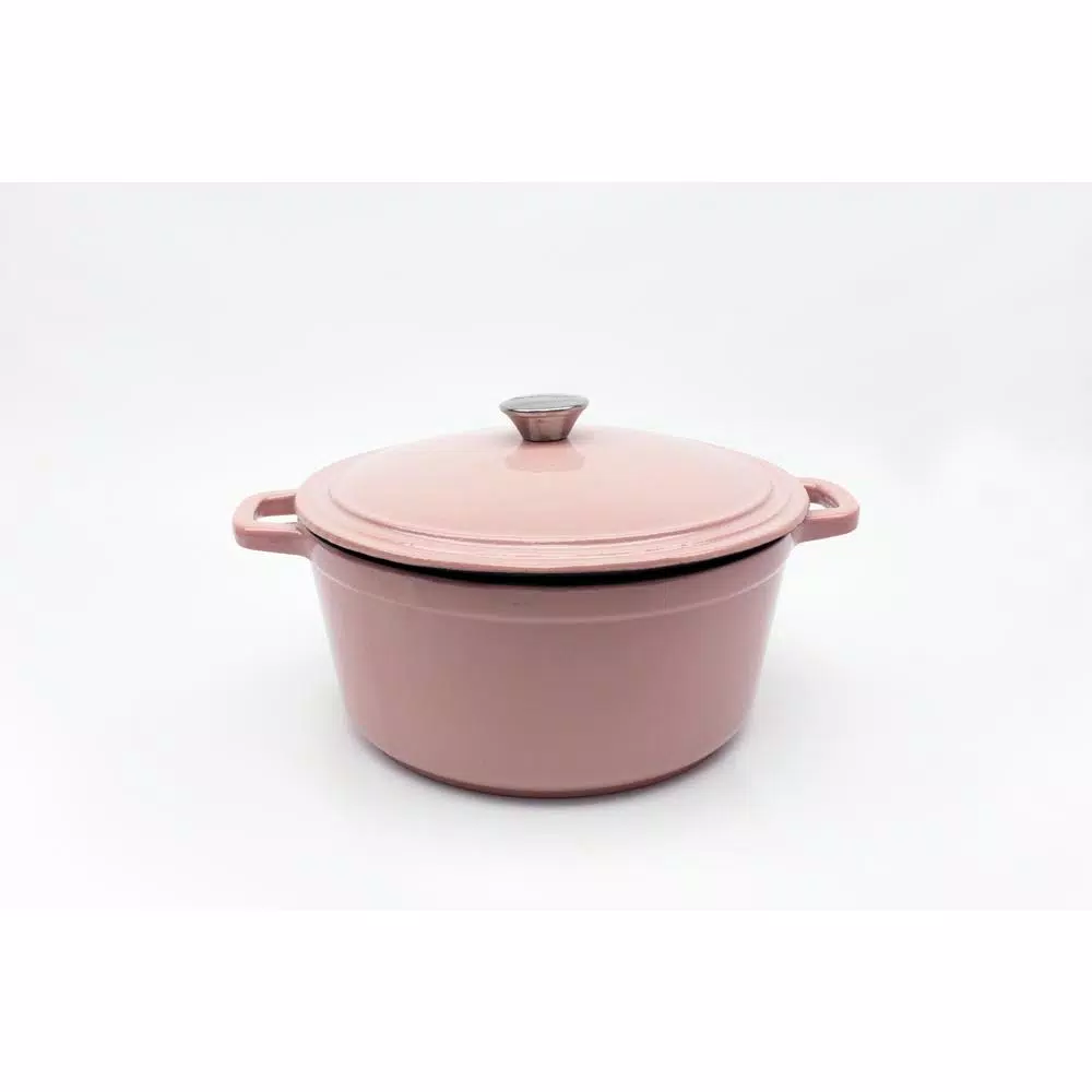 BergHOFF Neo 7 qt. Round Cast Iron Casserole Dish with Lid, Pink