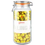 Unbranded X-Large 47 oz. Glass Pickling Jar with Steel Bail Lid and Orange Rubber Gasket thumbnail 2