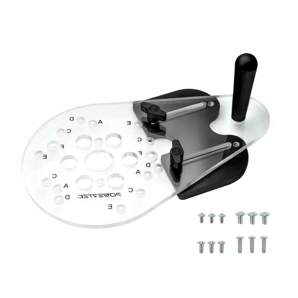 POWERTEC Universal Router Plate with Reversible Fence Kit for Edge Routing and Template Work