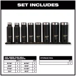 Milwaukee SHOCKWAVE 3/8 in. Drive SAE Deep Well Impact Socket Set, 8-Piece thumbnail 2