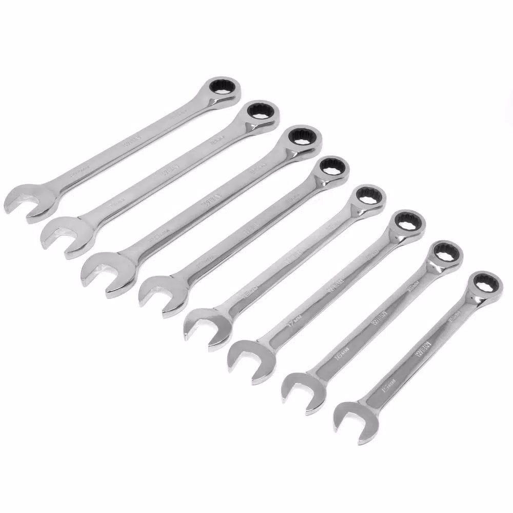 WEN 16-Piece Metric Ratcheting Combination Wrench Set with Storage Pouch