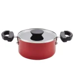 Farberware Neat Nest 1.5 Qt. Aluminum Nonstick Saucepot with Glass Lid, Red thumbnail 1