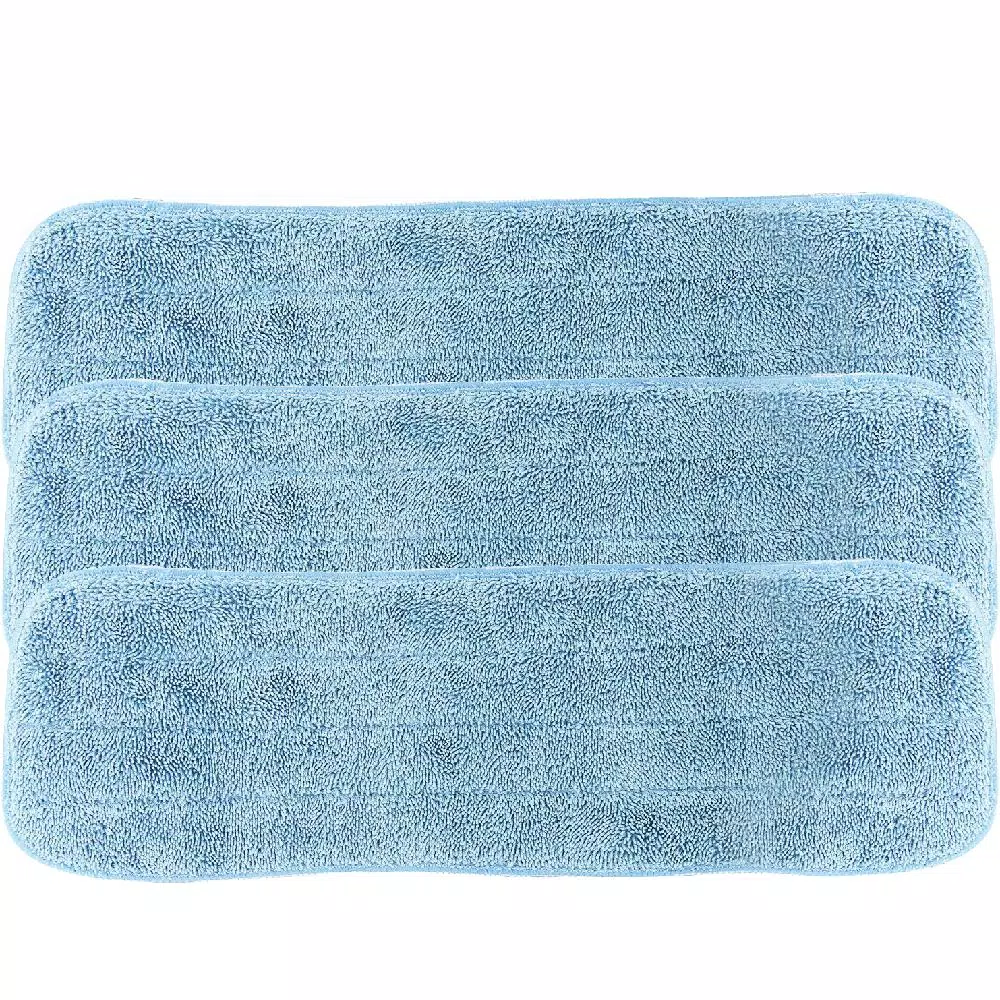 Zwipes 18 in. Microfiber Wet/Dry Flat Mop Pad Refills, Blue (3-Pack)